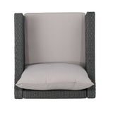 Antibes Outdoor 5-piece Wicker Club Chair Set with Square Firepit by Christopher Knight Home