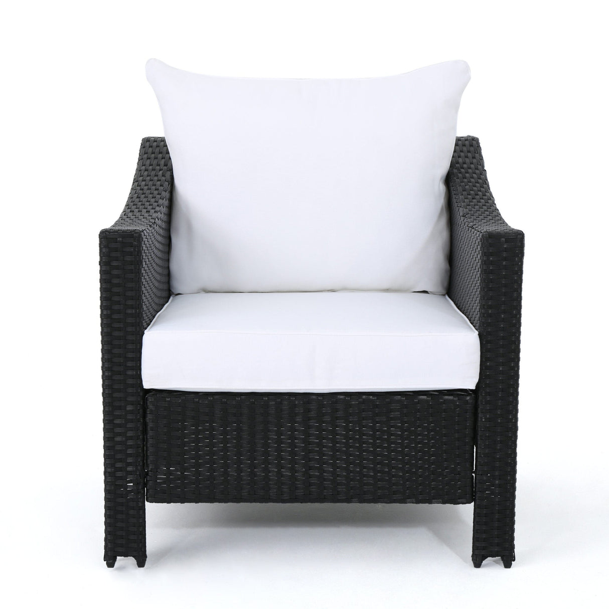 Antibes Outdoor 5-piece Wicker Club Chair Set with Square Firepit by Christopher Knight Home