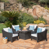 Antibes Outdoor 5-piece Wicker Club Chair Set with Square Firepit by Christopher Knight Home