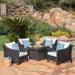 Antibes Outdoor 5-piece Wicker Club Chair Set with Square Firepit by Christopher Knight Home