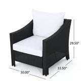 Antibes Outdoor 5-piece Wicker Club Chair Set with Square Firepit by Christopher Knight Home
