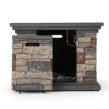 Antibes Outdoor 5-piece Wicker Club Chair Set with Square Stone Firepit by Christopher Knight Home
