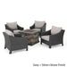 Antibes Outdoor 5-piece Wicker Club Chair Set with Square Stone Firepit by Christopher Knight Home