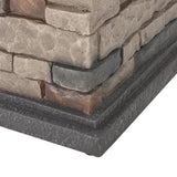 Antibes Outdoor 5-piece Wicker Club Chair Set with Square Stone Firepit by Christopher Knight Home