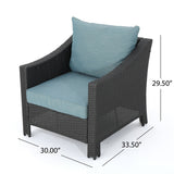 Antibes Outdoor 5-piece Wicker Club Chair Set with Square Stone Firepit by Christopher Knight Home