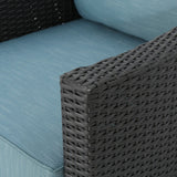Antibes Outdoor 5-piece Wicker Club Chair Set with Square Stone Firepit by Christopher Knight Home