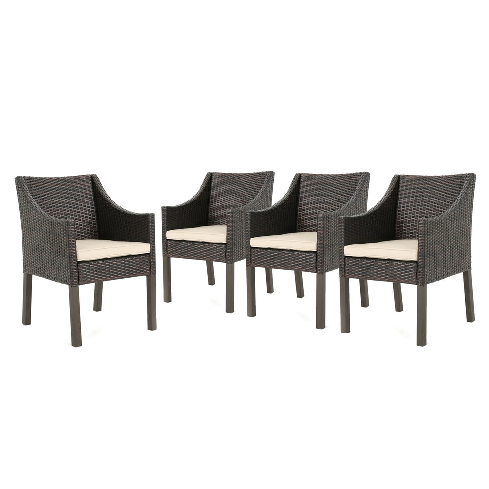 Antibes Outdoor Wicker Dining Chair with Cushions (Set of 4) by Christopher Knight Home