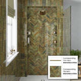 Apollo tile 0.5" x 8" Antiek Glossy Olive Green Ceramic Tile (0.7 sq ft/case) - 10 Pack