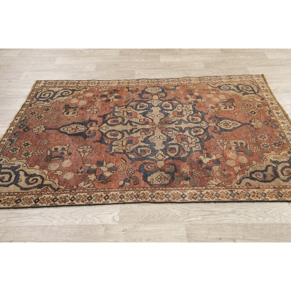 Antique Bakhtiari Persian Wool Hand-Knotted Oriental Area Rug - 6'5" x 4'2"