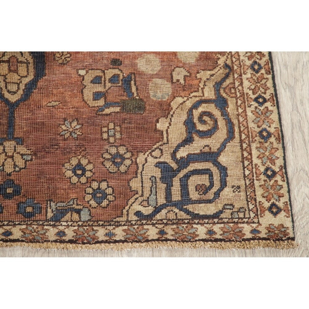Antique Bakhtiari Persian Wool Hand-Knotted Oriental Area Rug - 6'5" x 4'2"