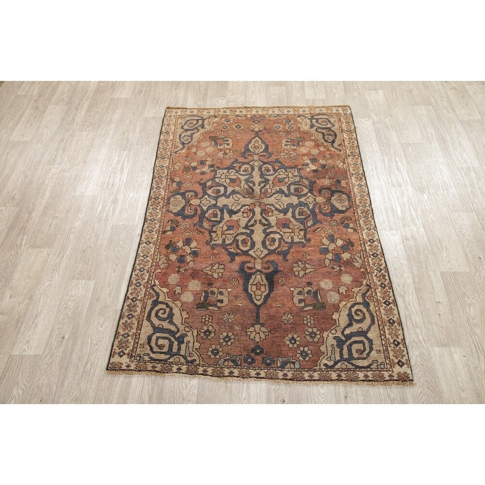 Antique Bakhtiari Persian Wool Hand-Knotted Oriental Area Rug - 6'5" x 4'2"