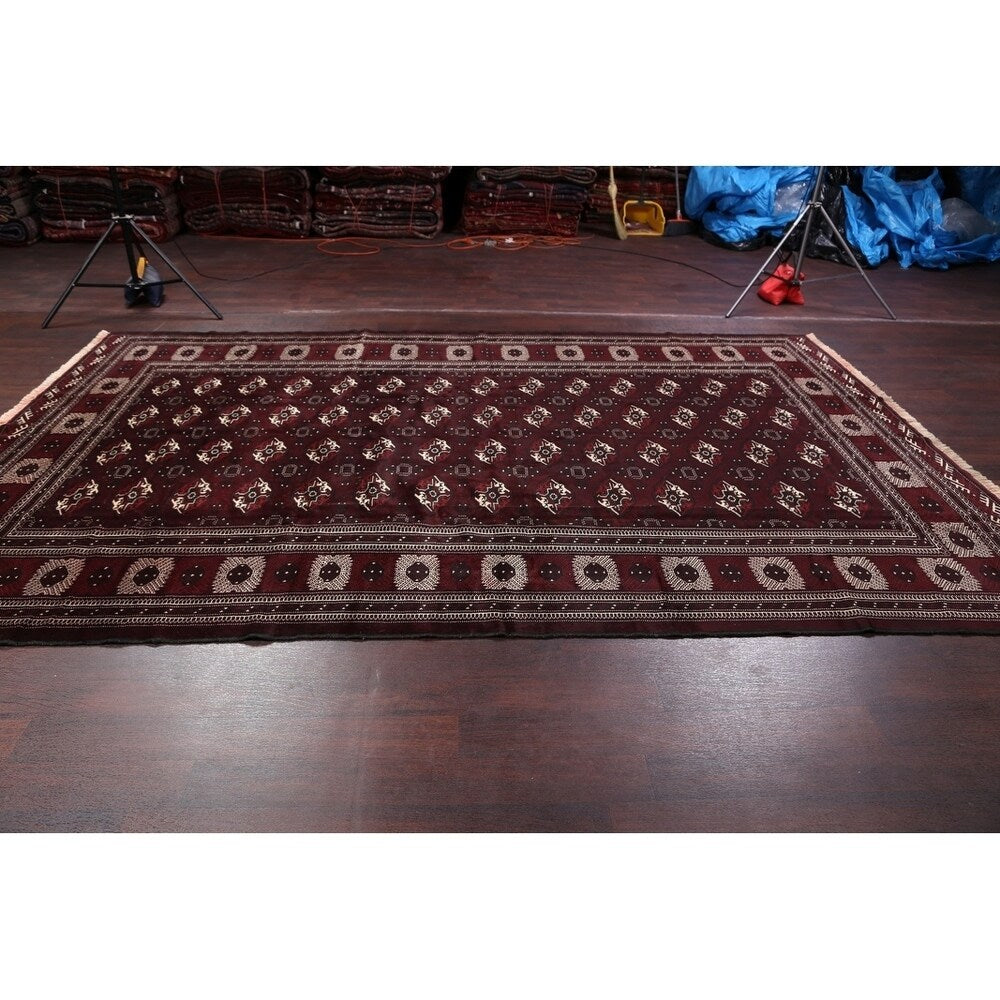 Antique Balouch Geometric Hand Knotted Wool Persian Area Rug - 12'4" x 8'1"