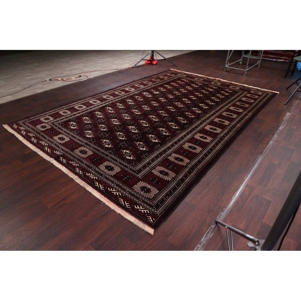Antique Balouch Geometric Hand Knotted Wool Persian Area Rug - 12'4" x 8'1"