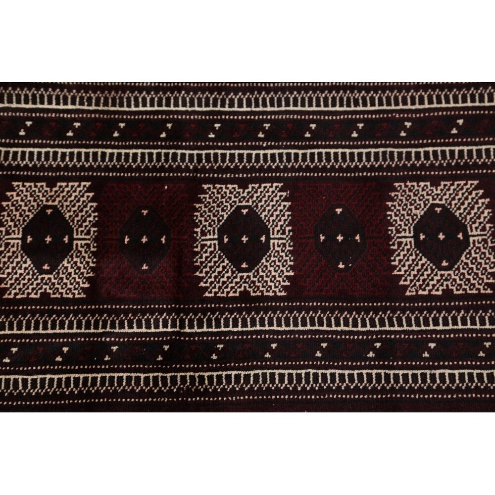 Antique Balouch Geometric Hand Knotted Wool Persian Area Rug - 12'4" x 8'1"