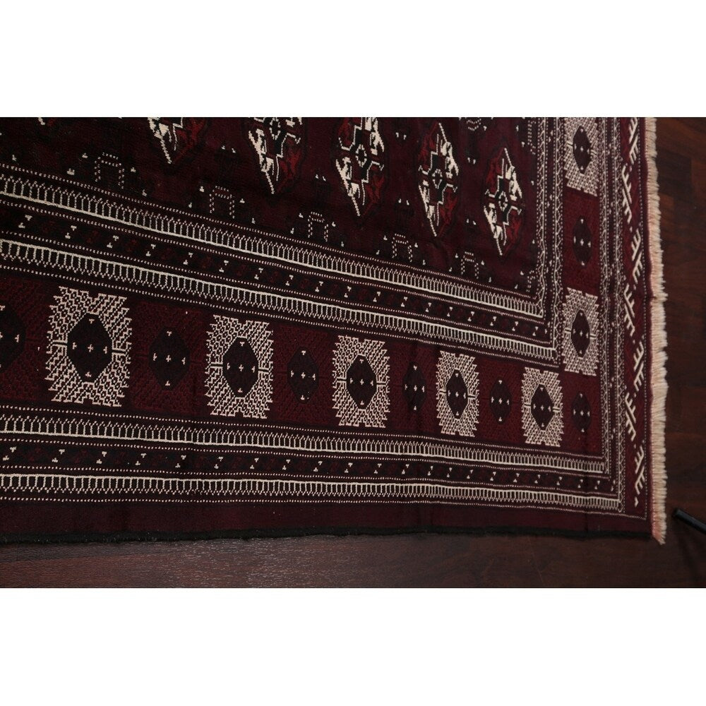 Antique Balouch Geometric Hand Knotted Wool Persian Area Rug - 12'4" x 8'1"