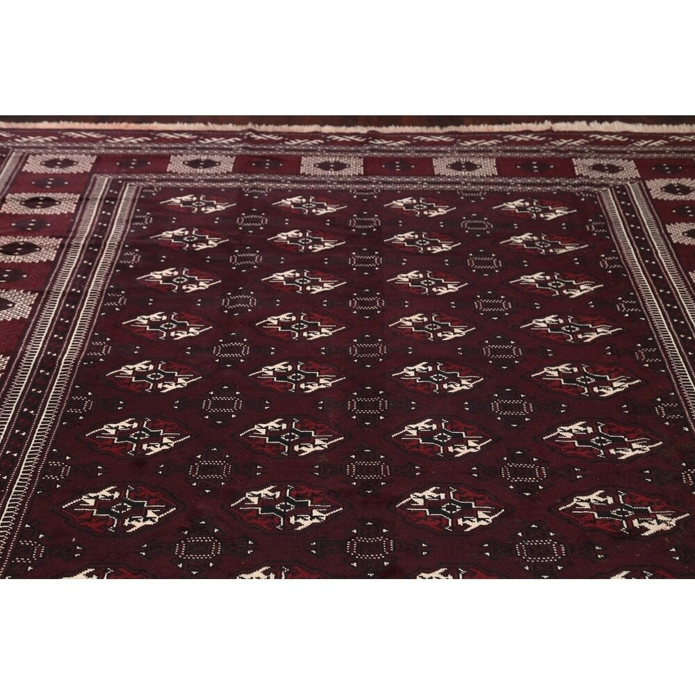 Antique Balouch Geometric Hand Knotted Wool Persian Area Rug - 12'4" x 8'1"