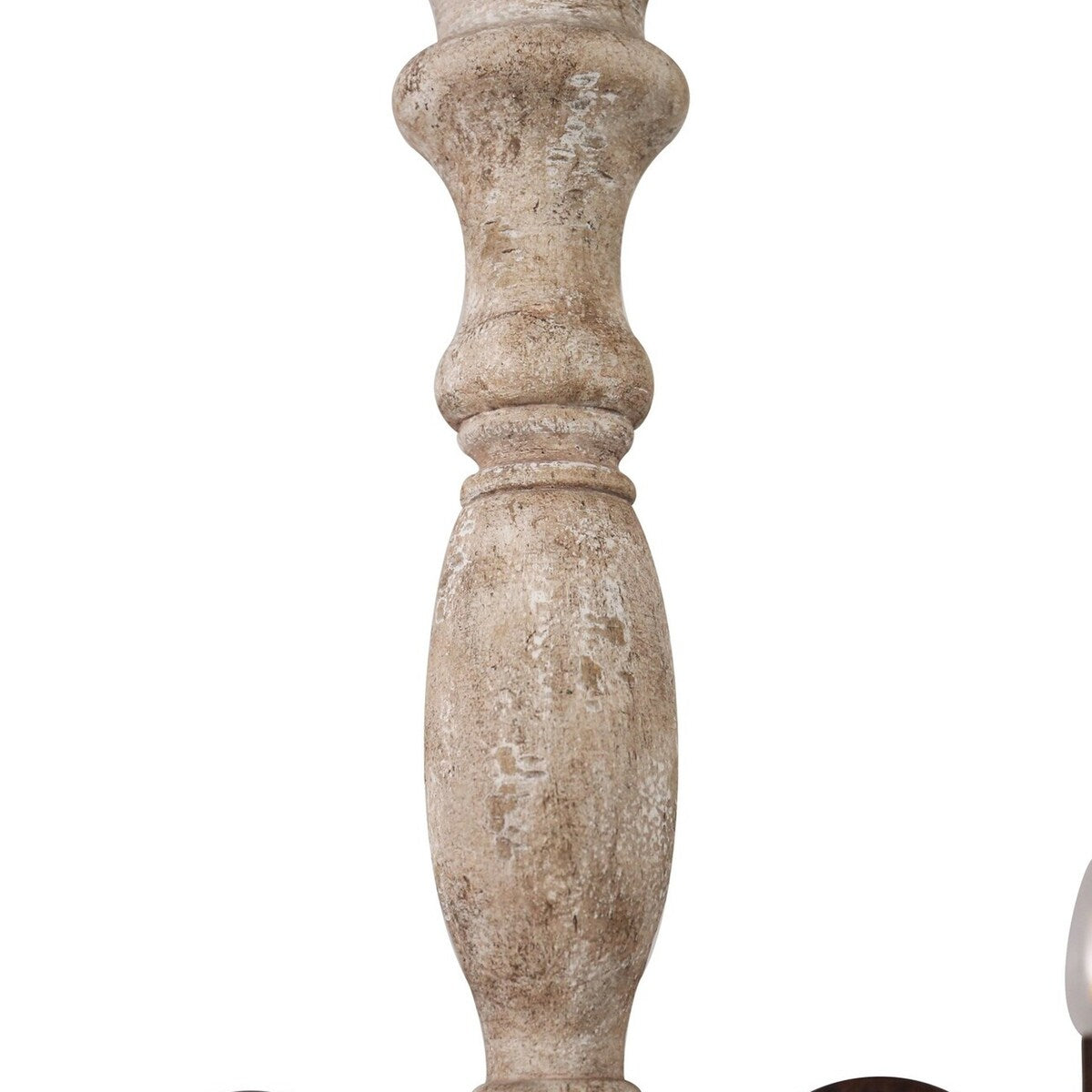 Antique Chandelier Chic 6-Light with Small Drops, Candle Shaped Wood Light for Dining Room Bathroom and Bedroom - 32.4"