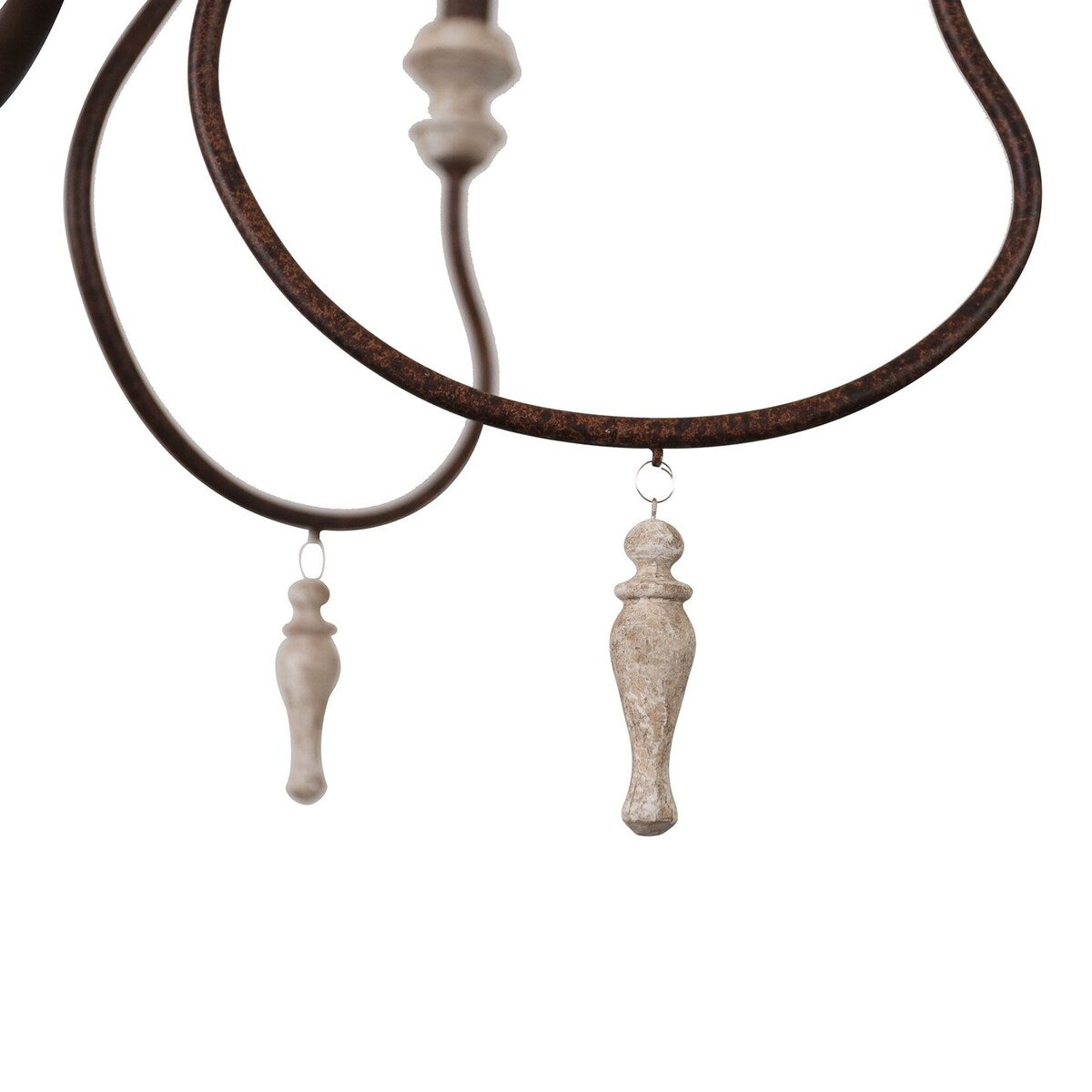 Antique Chandelier Chic 6-Light with Small Drops, Candle Shaped Wood Light for Dining Room Bathroom and Bedroom - 32.4"