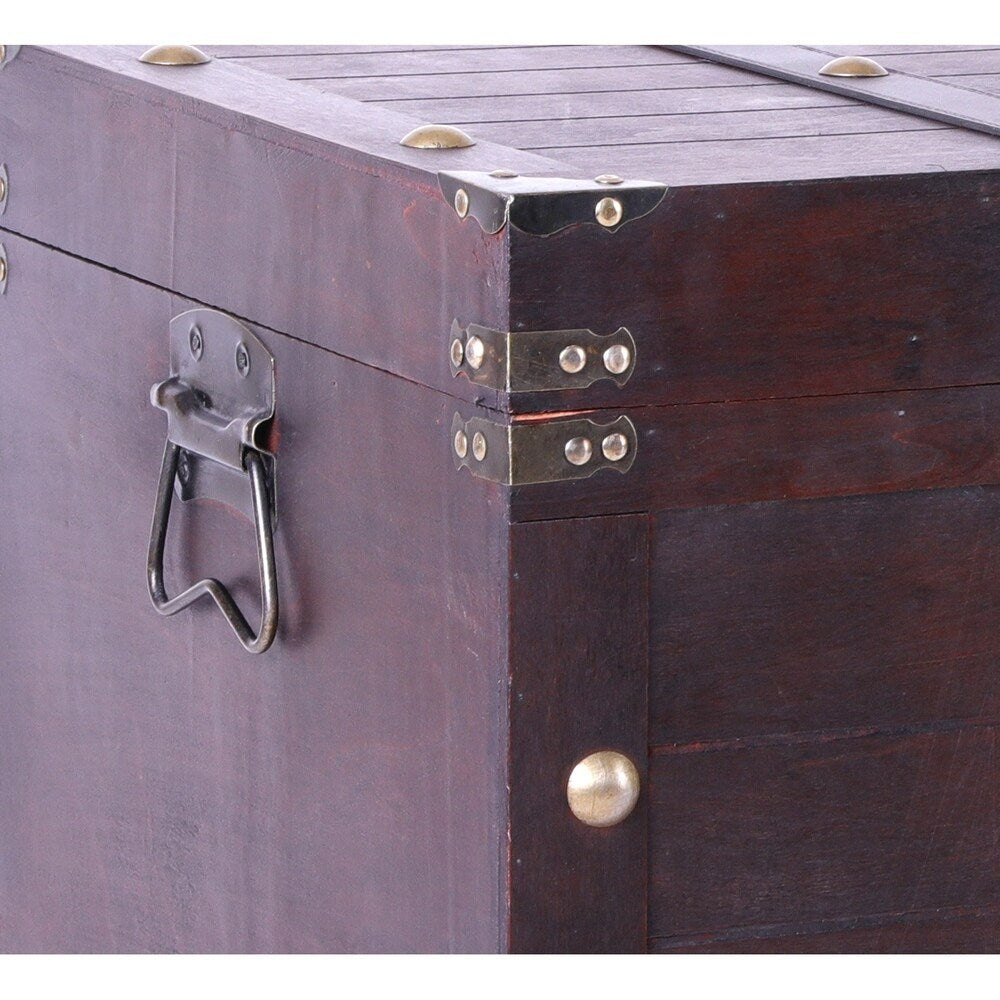 Antique Cherry Large Wooden Storage Trunk