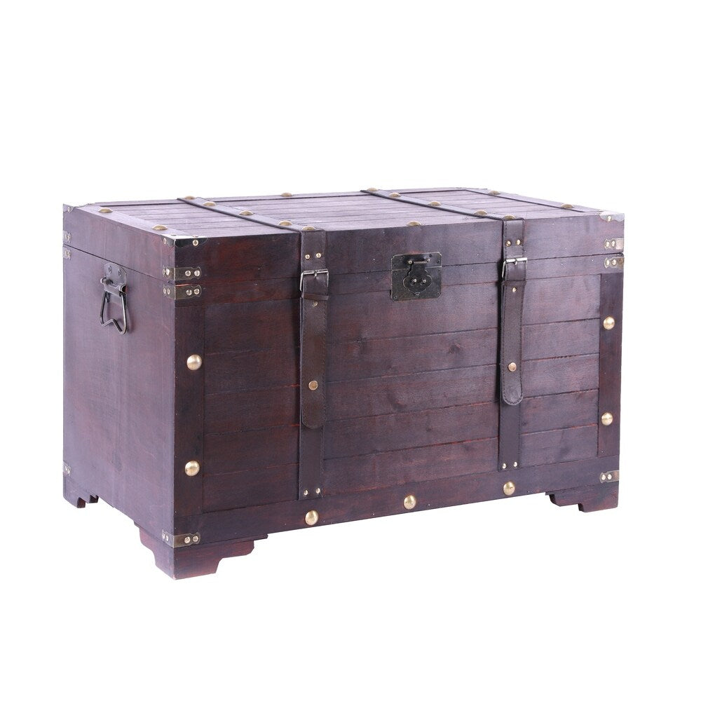 Antique Cherry Large Wooden Storage Trunk