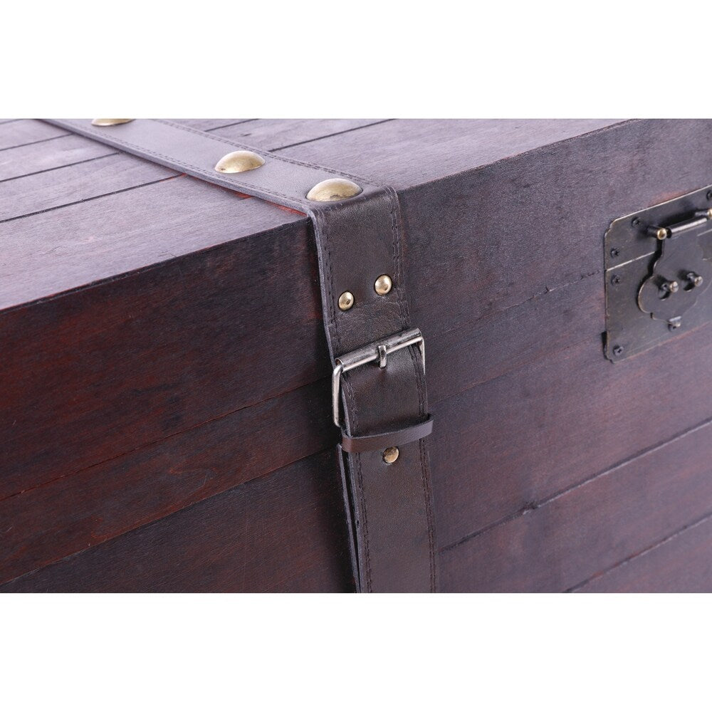 Antique Cherry Large Wooden Storage Trunk