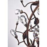 Antique Copper 3-Light Globe Chandelier with Vines and Crystals