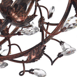 Antique Copper 3-Light Globe Chandelier with Vines and Crystals