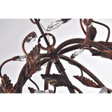 Antique Copper 3-Light Globe Chandelier with Vines and Crystals