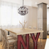Antique Copper 3-Light Globe Chandelier with Vines and Crystals