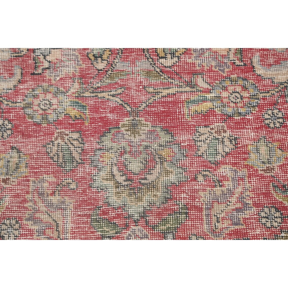 Antique Distressed Floral Tabriz Persian Area Rug Wool Hand-knotted - 9'9" x 13'1"