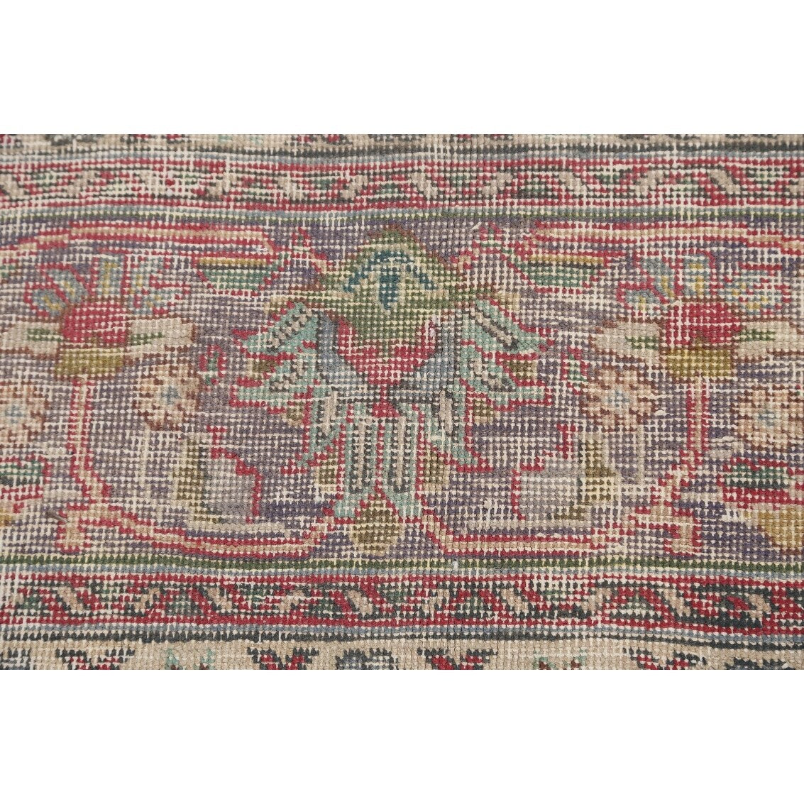 Antique Distressed Floral Tabriz Persian Area Rug Wool Hand-knotted - 9'9" x 13'1"