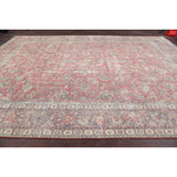 Antique Distressed Floral Tabriz Persian Area Rug Wool Hand-knotted - 9'9" x 13'1"