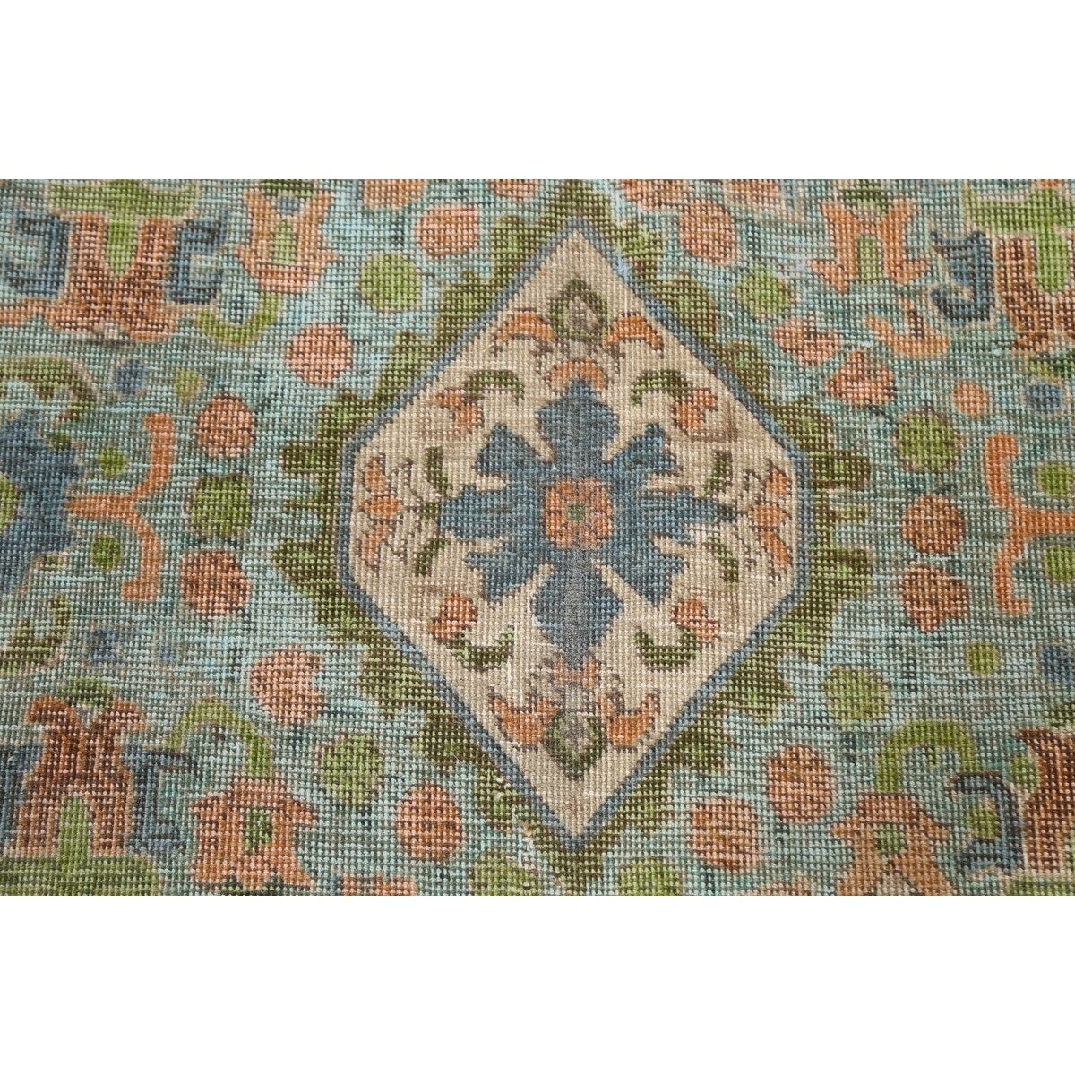 Antique Distressed Geometric Persian Tabriz Wool Area Rug Hand-knotted - 9'6" x 12'8"