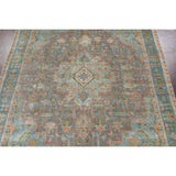 Antique Distressed Geometric Persian Tabriz Wool Area Rug Hand-knotted - 9'6" x 12'8"