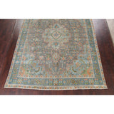 Antique Distressed Geometric Persian Tabriz Wool Area Rug Hand-knotted - 9'6" x 12'8"