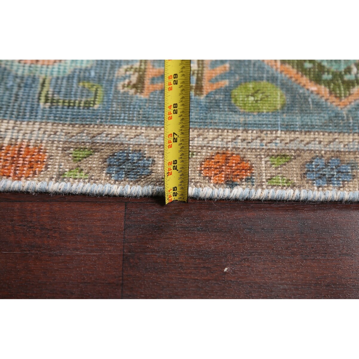Antique Distressed Geometric Persian Tabriz Wool Area Rug Hand-knotted - 9'6" x 12'8"