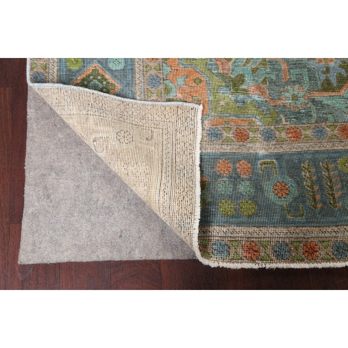 Antique Distressed Geometric Persian Tabriz Wool Area Rug Hand-knotted - 9'6" x 12'8"