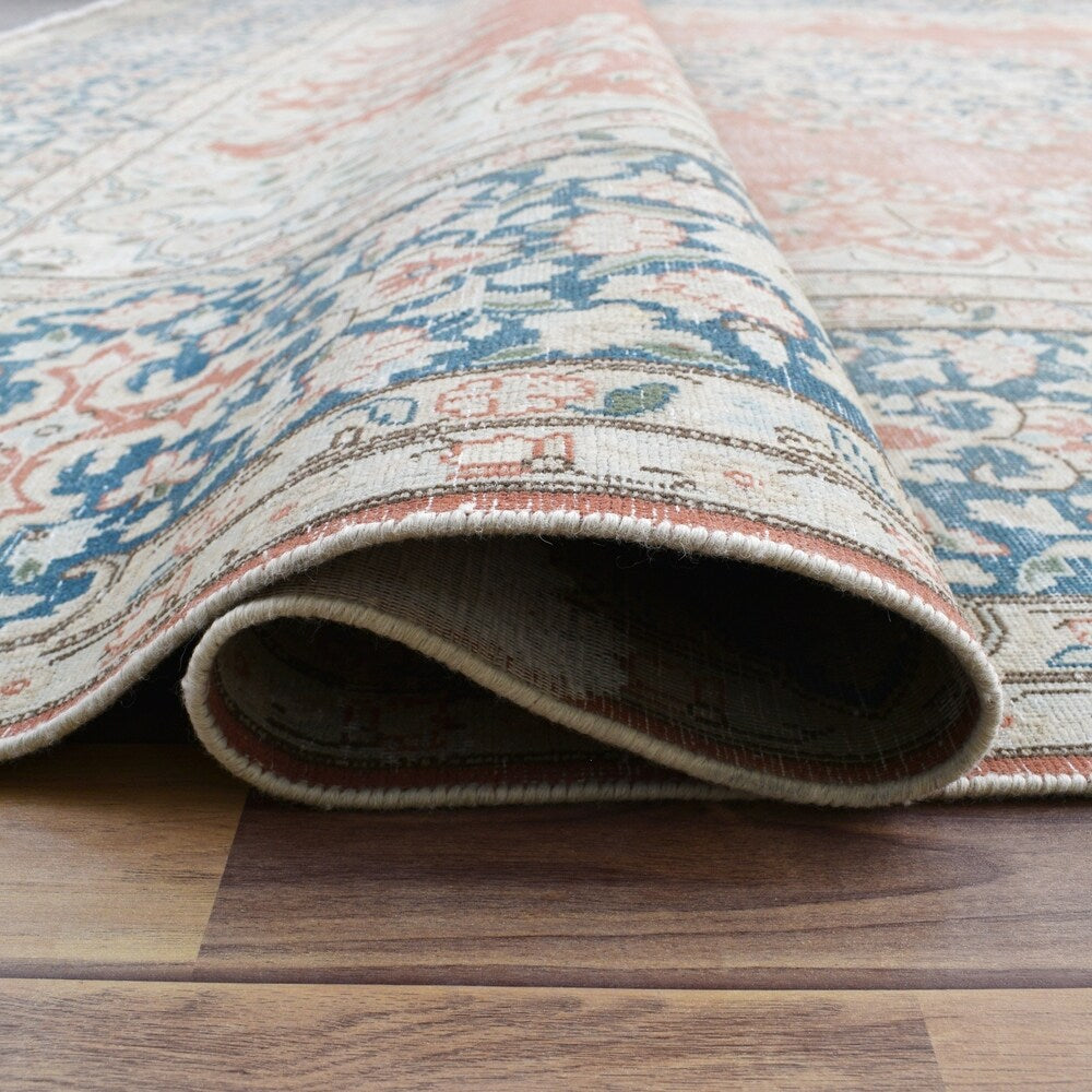 Antique Distressed Muted Floral Kerman Persian Area Rug Handmade - 9'7" x 13'1"