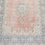 Antique Distressed Muted Floral Kerman Persian Area Rug Handmade - 9'7" x 13'1"