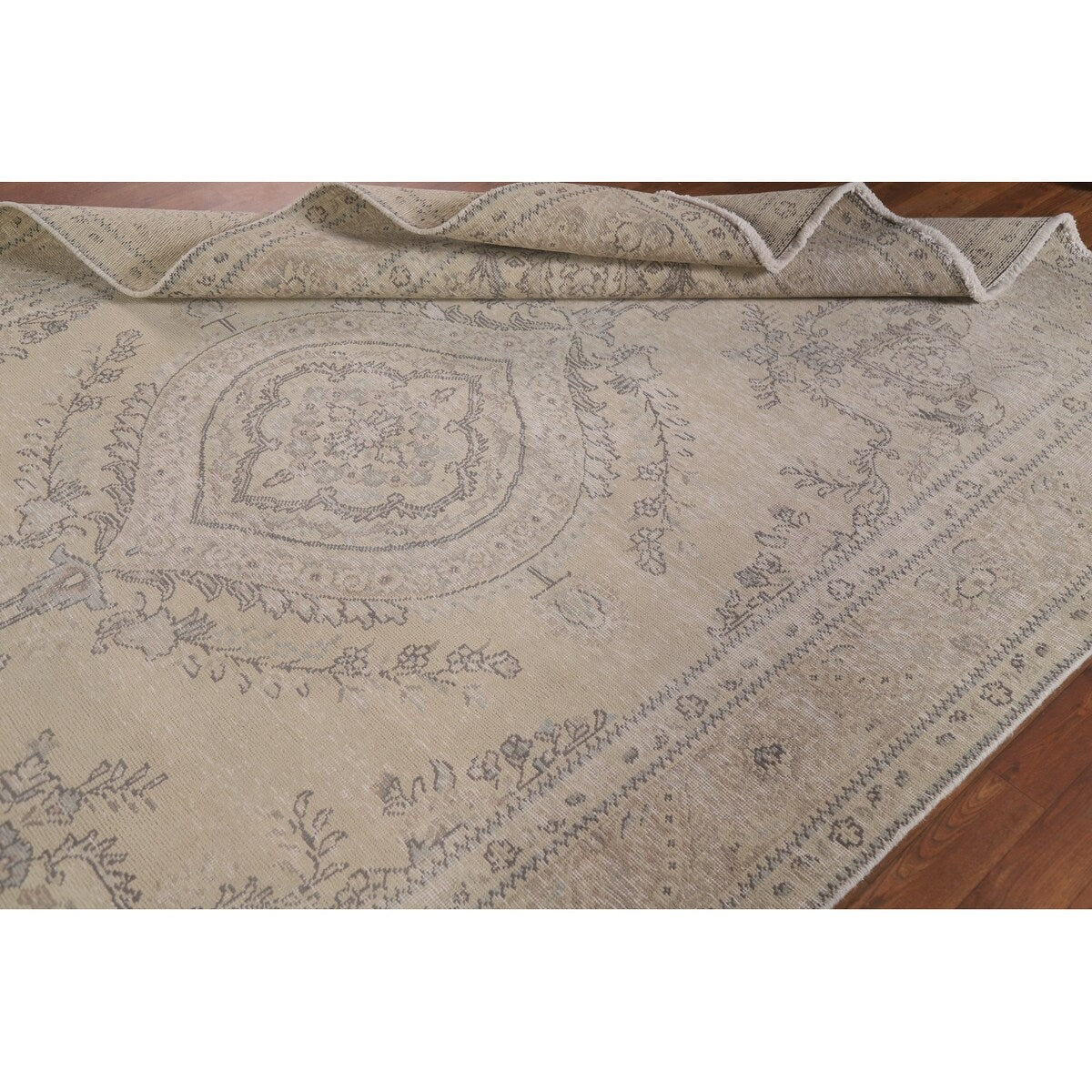Antique Distressed Tabriz Persian Area Rug Hand-knotted Wool Carpet - 6'7" x 9'8"