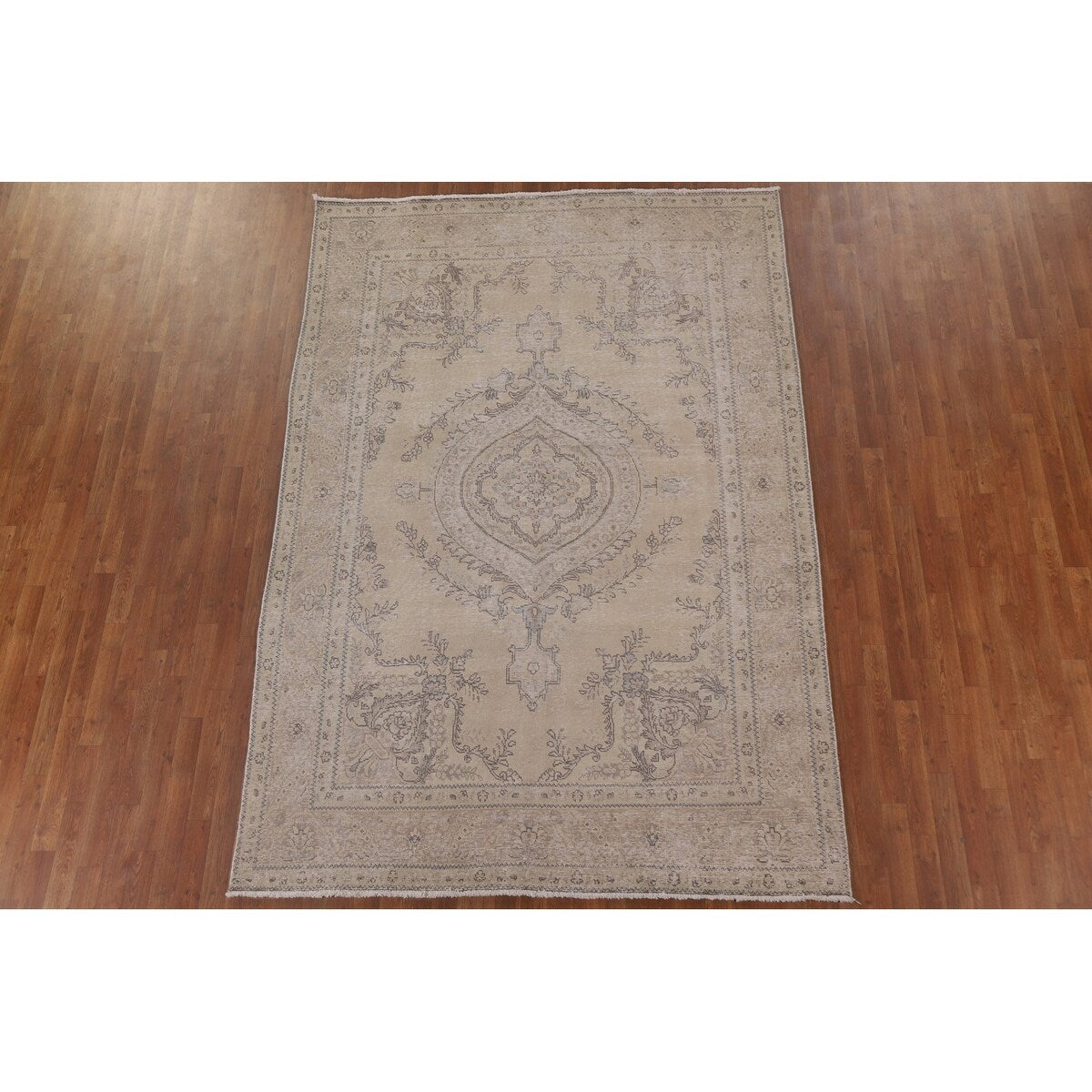 Antique Distressed Tabriz Persian Area Rug Hand-knotted Wool Carpet - 6'7" x 9'8"