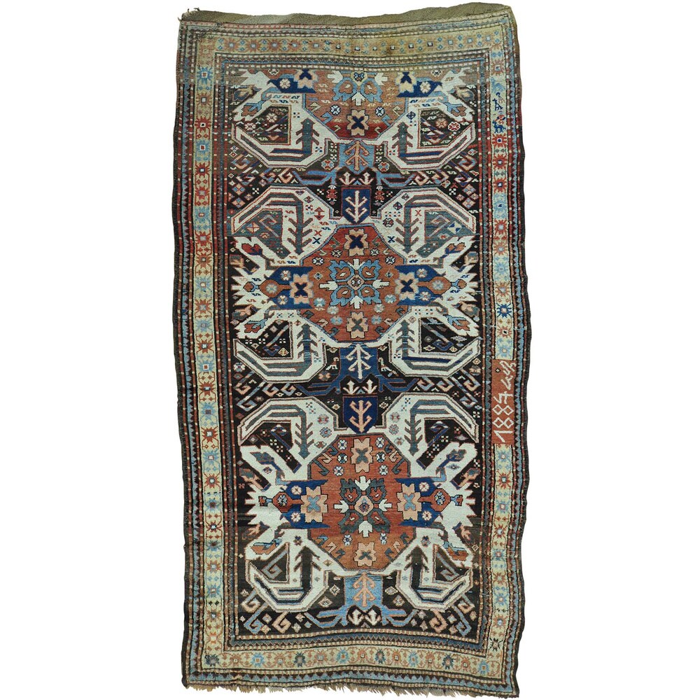 Antique Eagle Kazak Caucasian Design Wide Runner Rug