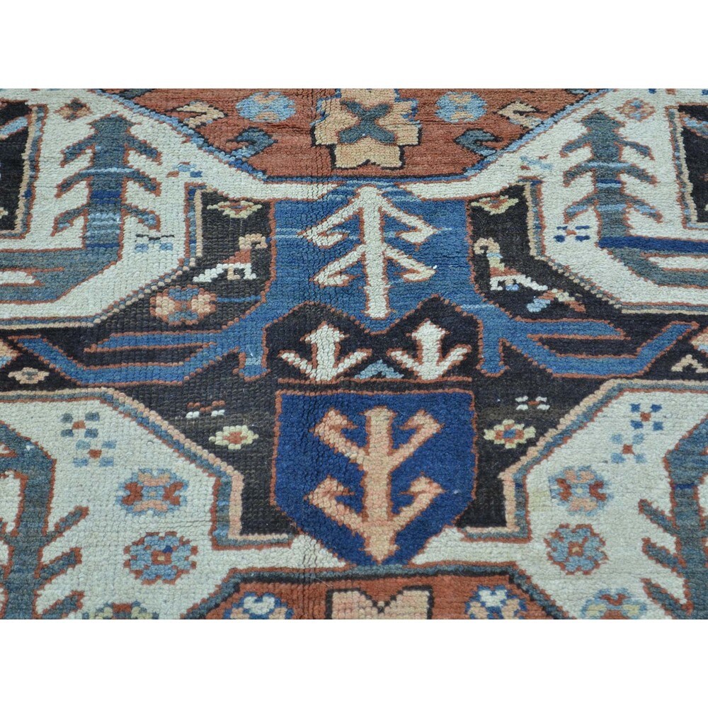 Antique Eagle Kazak Caucasian Design Wide Runner Rug