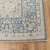 Antique Floral Open Field Kerman Persian Distressed Area Rug Handmade - 9'10" x 13'3"