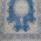 Antique Floral Open Field Kerman Persian Distressed Area Rug Handmade - 9'10" x 13'3"