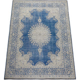 Antique Floral Open Field Kerman Persian Distressed Area Rug Handmade - 9'10" x 13'3"
