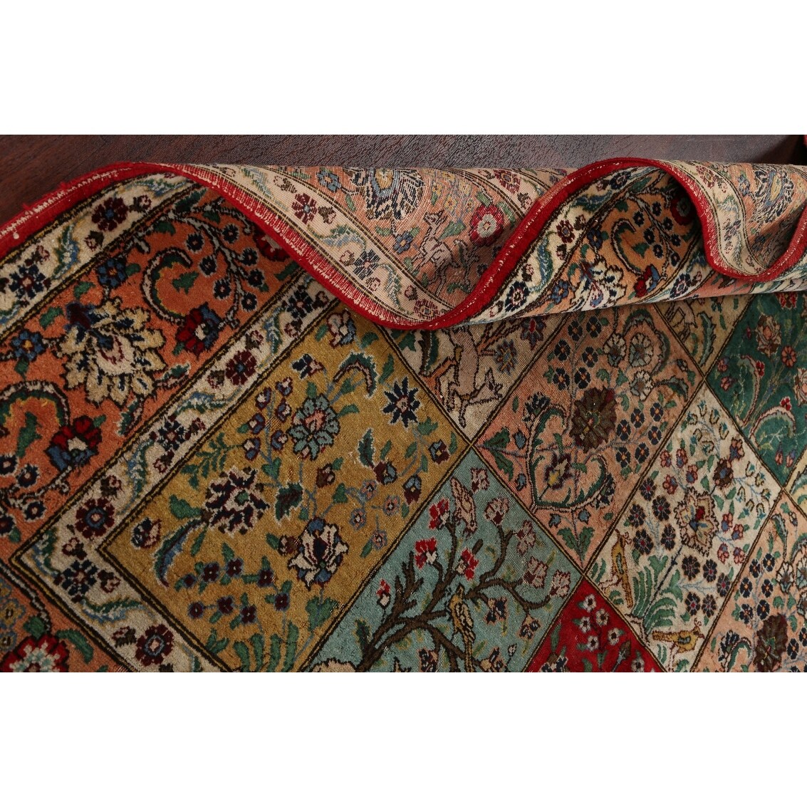 Antique Floral Tabriz Persian Area Rug Hand-knotted Wool Carpet - 6'10" x 9'11"