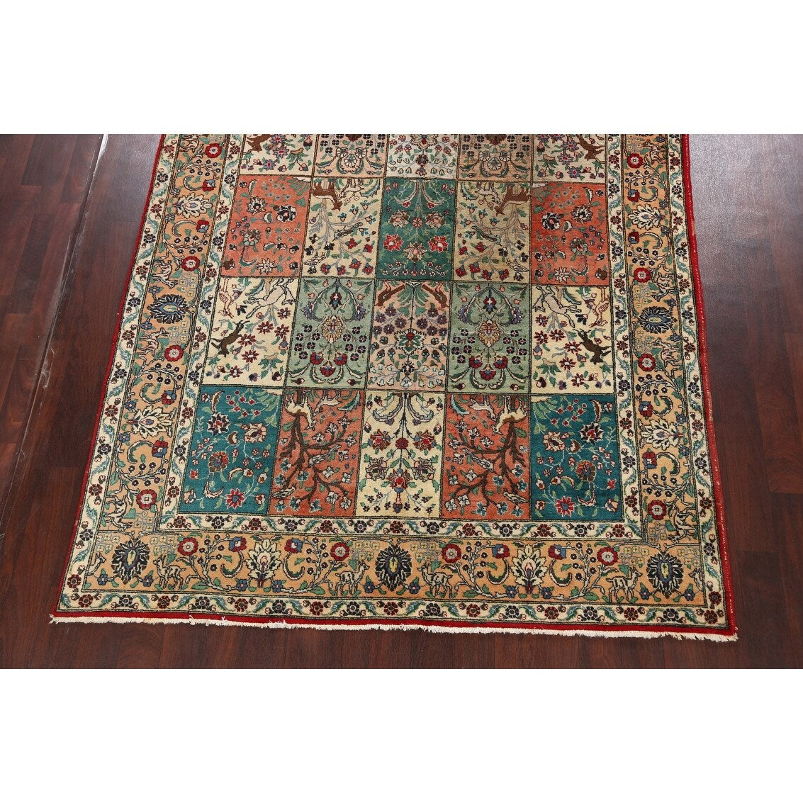 Antique Floral Tabriz Persian Area Rug Hand-knotted Wool Carpet - 6'10" x 9'11"