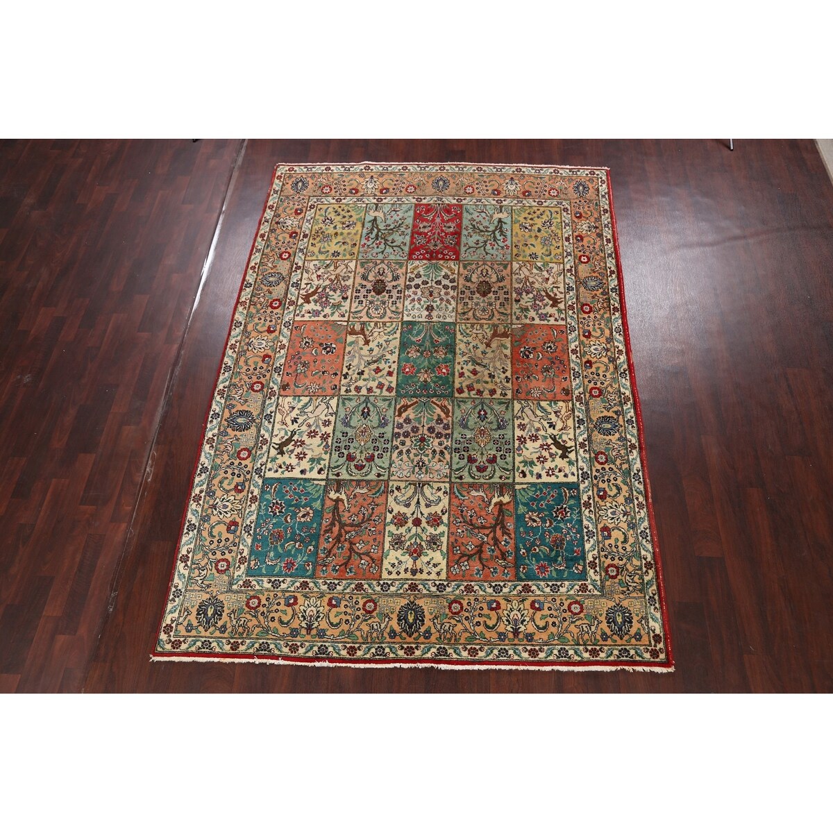Antique Floral Tabriz Persian Area Rug Hand-knotted Wool Carpet - 6'10" x 9'11"
