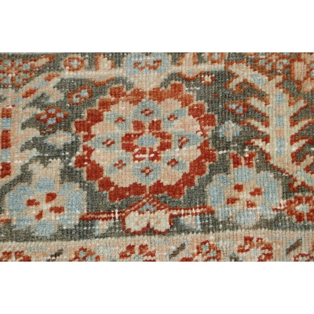 Antique Geometric Heriz Persian Area Rug Handmade Red Wool Carpet - 9'5" x 13'0"